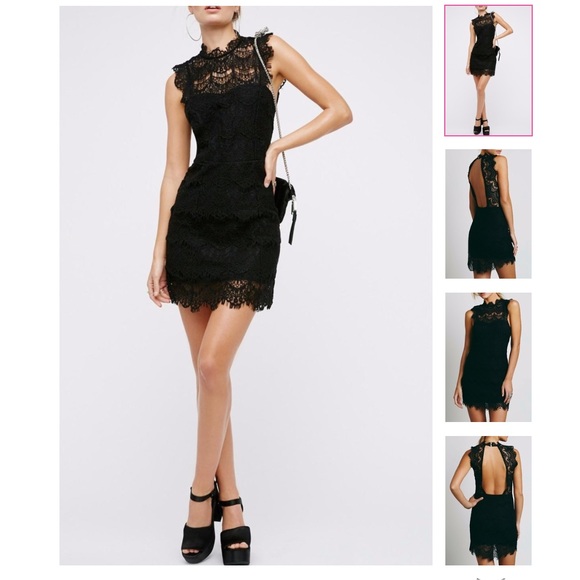 Black Lace Dress By Intimately Free People Size L - Picture 2 of 5